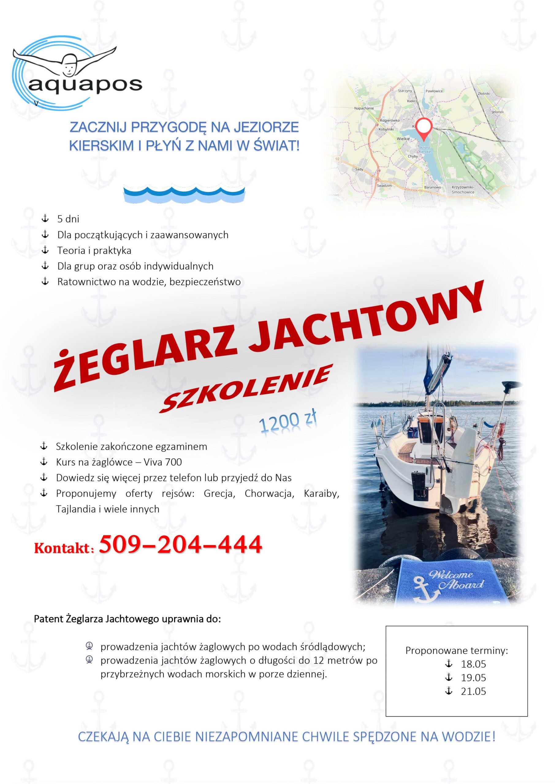żeglarz jachtowy- jezioro Kierskie – szkolenie